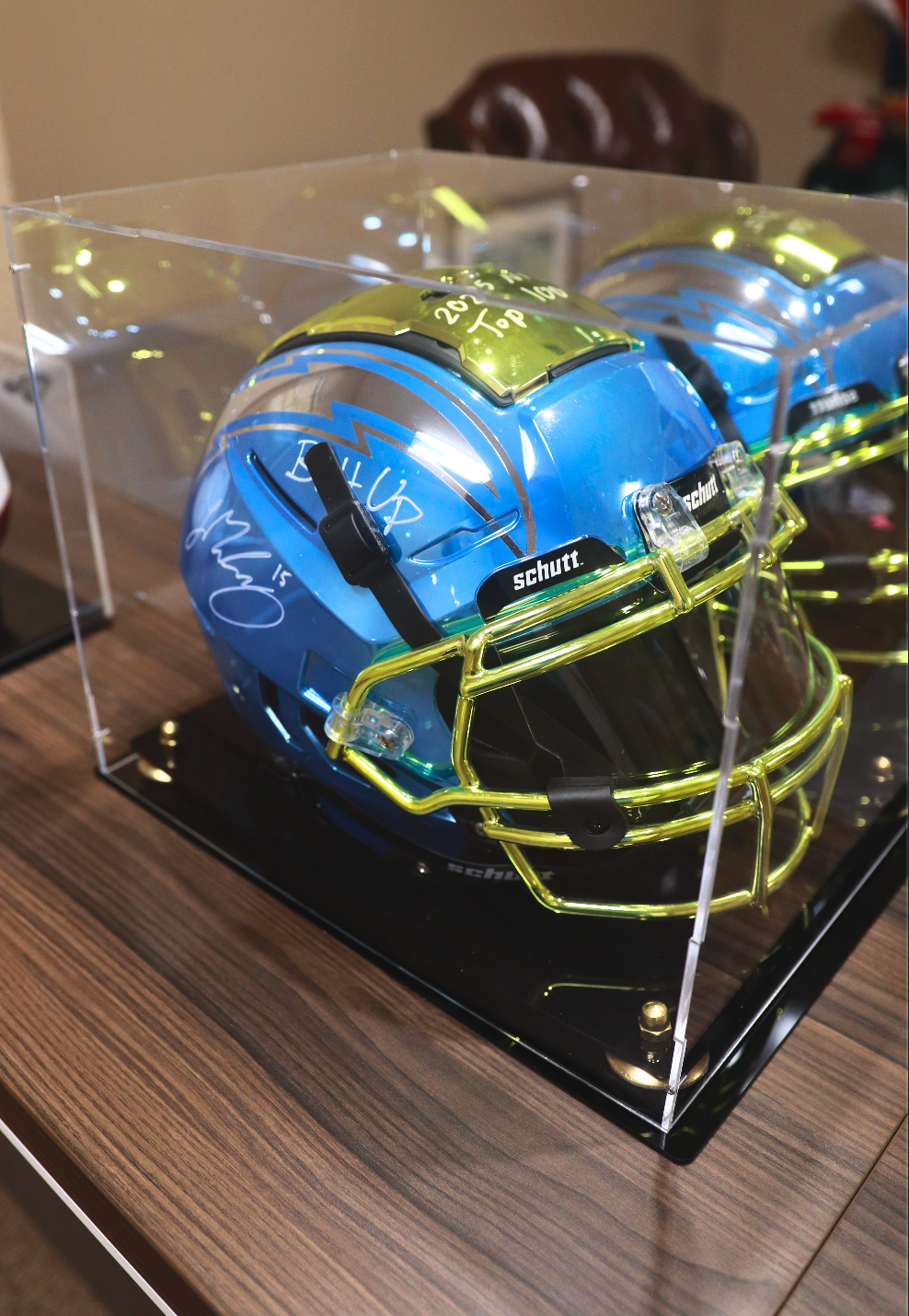 Ladd McConkey Autographed LA Chargers Reflective Football Helmet