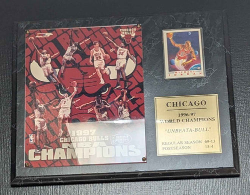 1996-97 Chicago Bulls Championship Plaque with 1993 Fleer Ultra Michael Jordan Card
